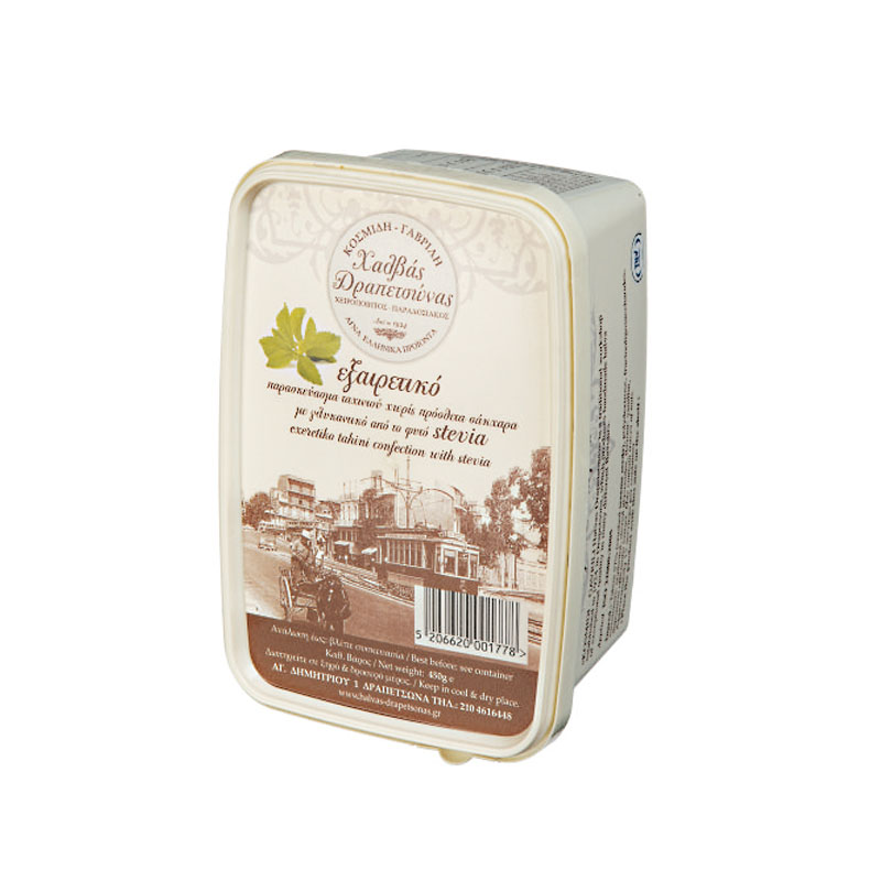 εξαιρετικό παρασκεύασμα ταχινιού χωρίς πρόσθετα σάκχαρα με γλυκαντικό από το φυτό stevia ΣΤ450